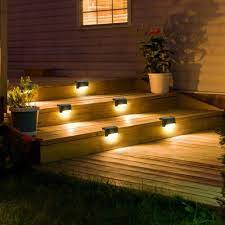 2 Pcs Step Deck Led Lights Garden Solar