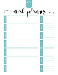 002 Tcm Teal Mealplanner Free Printable Meal Plan Sheet