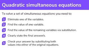 quadratic simultaneous equations gcse