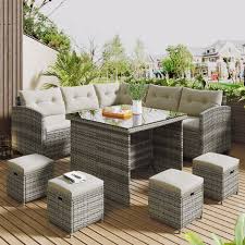 rattan garden furniture set 9 seater