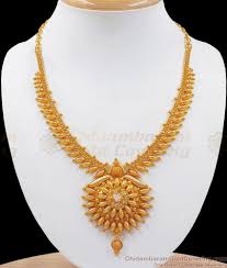 one gram gold necklace mullaipoo design
