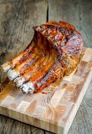 smoked rack of pork bbq bone in rib roast