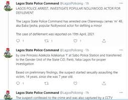 Popular nollywood actor, olanrewaju omiyinka, aka baba ijesha, has been arrested by men of the lagos state police command for allegedly defiling a minor. U0abomypjfvsam