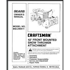 Sears Craftsman 42 Inch Snow Blower