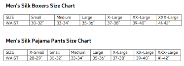 size charts for royal silk clothing