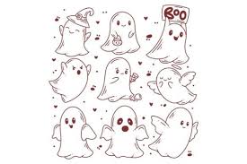 hand drawn halloween cute ghost graphic