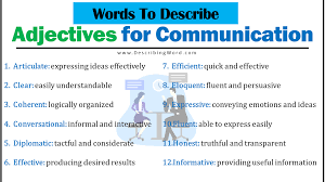 adjectives for communication words to