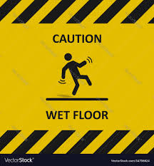 caution wet floor warning sign falling