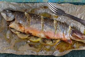 baked trout with lavender and lemon