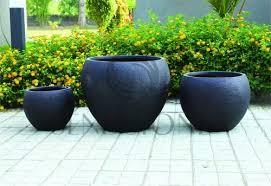 brown fiber clay designer planter pots