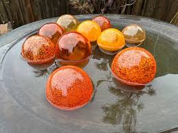 Orange Blown Glass Set Of 10