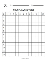A Blank Multiplication Tables 1 12 Print Free Printable