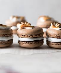 chocolate french macarons with