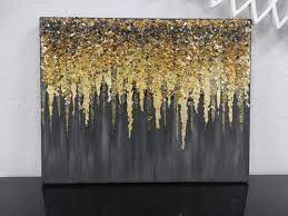 Gold Glitter Glass Painting Silver