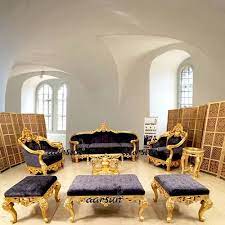 Sectional Italian Sofa Set With Gold