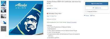alaska airlines gift cards 10 off at