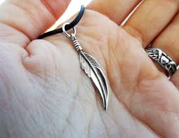 feather pendant silver handmade