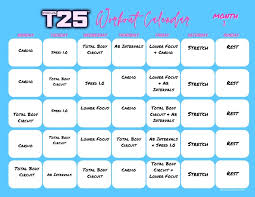 focus t25 workout calendar print a