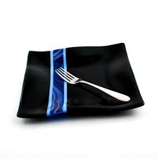 blue fused glass dinnerware set