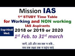 Mission Ias 2018 Or 2019 Or 2020 1st Time Table For Non Working Working Aspirants