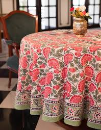 Fl Round Tablecloth Indian Block