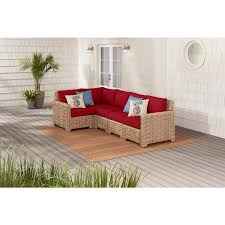Tan Wicker Outdoor Patio Sectional Sofa