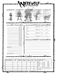 Werewolf The Apocolypse Character Sheet Create Your Own