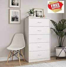 A wide variety of styles, sizes and materials allow you to easily find the perfect dressers & chests for your home. 5 Drawer Dresser Closet Tall Chest Clothes Storage Modern Bedroom Cabinet White Ebay