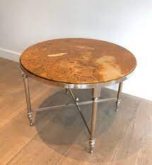 Small Silver Metal Round Coffee Table