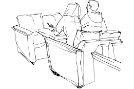 vector sketch of man and woman sitting