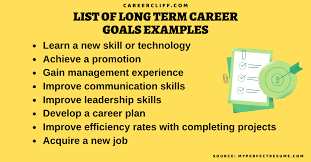 long term career goals exles