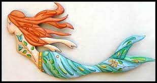 Painted Metal Mermaid Wall Decor