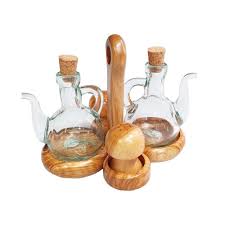 olive wood oil and vinegar cruet from