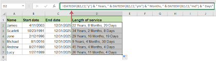 hire date in excel