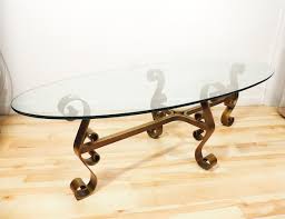 Metal Frame Glass Oval Coffee Table