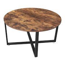 Round Wood Top Metal Frame Coffee Table