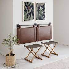 Update information for nathan harlow ». Nathan James Harlow 62 In Vintage Brown Queen Wall Mount Faux Leather Upholstered Headboard Adjustable Straps And Black Metal Rail 94101 The Home Depot