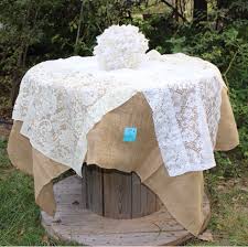 gypsyfarm burlap and lace tablecloths