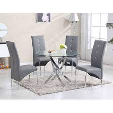 Daytona Round Glass Dining Table With 4