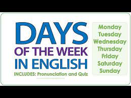 days of the week in english you