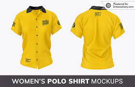 free women yellow shirt psd mockup