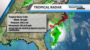 Tropical Depression Colin slides along ...