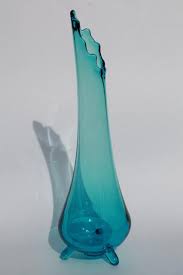 60s 70s vintage aqua blue art glass