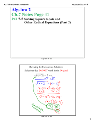 Algebra 2 Ch 7 Notes Page 41 P41 75