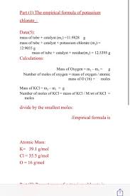 empirical formula of potium chlorate