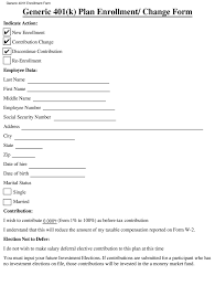 401k enrollment form template fill