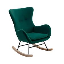 velvet fabric padded seat rocking chair