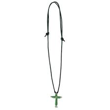 green wire wrapped nail cross necklace