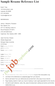    Resume References Page Sample Resume Reference Page Example     sample job reference template sample job reference list template