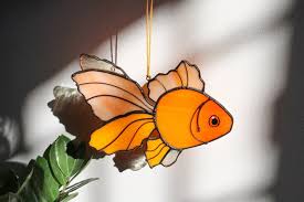 Goldfish Suncatcher Stained Glass Gold